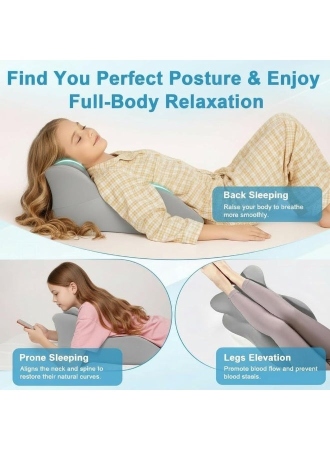 توشيونيكس وسادة إسفينية مريحة للبالغين مصنوعة من إسفنج الذاكرة مع مسند رأس قابل للإزالة - وسادة دعم متعددة الأوضاع للاستلقاء على البطن، مناسبة لقراءة الهاتف والاسترخاء، ودعم الظهر/الرقبة/الفقرات القطنية، ووسادة لرفع الساقين للتعافي على السرير أو الأريكة - Image 4